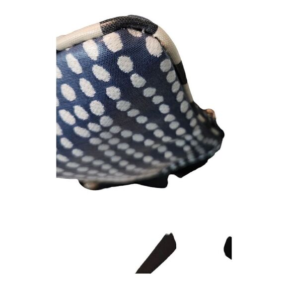 Womens Navy Blue White Wavy Dots Double Zip Bohemian Crossbody Satchel Bag - Picture 4 of 13